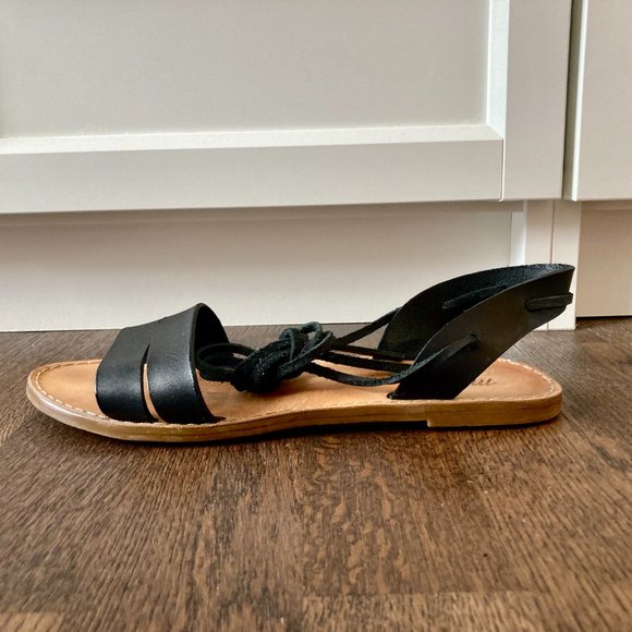 Madewell Boardwalk Ankle Tie Sandal in Black (lightly worn) - Picture 6 of 11